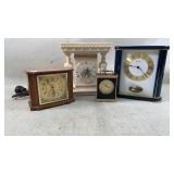 Four Assorted Table Clocks, Various Styles