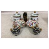 Asian porcelain tea set pieces center piece is 5in