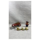 Vintage 1970s Wind Up Tin Litho Toy Duck Family