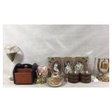 Hour glass, coasters, bell and more