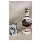 German ceramic beer stein and jug 13in tall