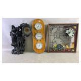 Clock Set With Sculpture, Barometer, Stained Glass