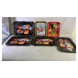 six vintage Coca Cola metal serving trays