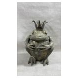 vintage brass frog prince figurine/candle holder