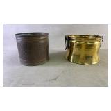 A copper bucket with a brass cauldron