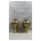 pair of antique Japanese brass vases, likely from