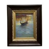 Signed Venice canal Scene Oil On Canvas Painting