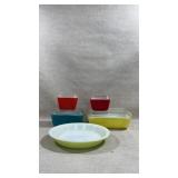 set of vintage Pyrex primary color refrigerator