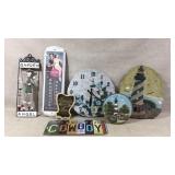 Wall clock and signs