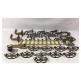 Vintage Brass Drawer Pulls, Door Stop, Hooks