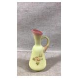 Vintage Fenton hand Painted Burmese glass ewer