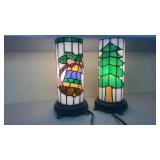Stained Glass Cylindrical Table Lamps