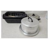 Aluminum cake carrier, pot and a vertical