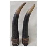 Carved Buffalo or cow horns, both are