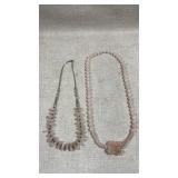 Two rose quarts beaded necklaces