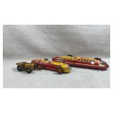 vintage Marx tin lithograph wind-up race cars,