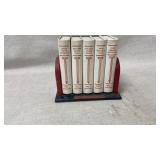 Red and Black Book Organizer with Six Faux Books