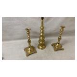 3 Solid Brass Candlesticks 17 ihnches