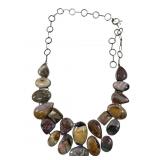 Vintage ladies polished agate statement necklace