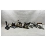 various antique and vintage electric irons from