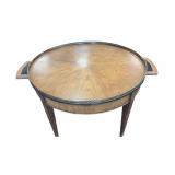 Baker Round End Table w Brass Gallery Trim