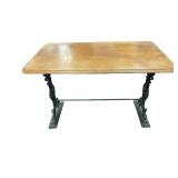 Antique Iron and Wooden Top Console Table