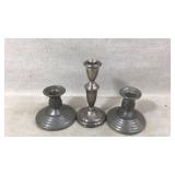 Pewter and sterling weighted candle holders