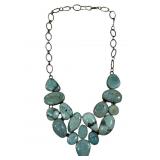 Polished turquoise bib statement necklace