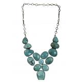 Ladies polished turquoise statement bib necklace