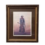 CARLOS HADAWAY STANDING COWBOW LITHOGRAPH