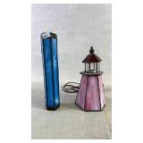 A stained glass lighthouse light and kaleidoscope