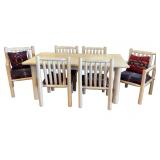 Log Wood Dining Table with 6 Chairs