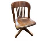 Wooden Rolling Bankers Desk Chair