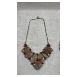 Pair of handmade silverplated polished stone