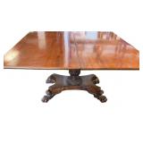 Carved Mahogany Folding Game Table w Claw Foot