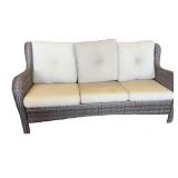 All Weather Wicker Patio Sofa with Cushions