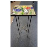 Tile Top  Plant Stand with Iron Legs
