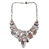 Large polished agate chunky bib necklace