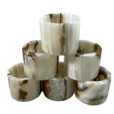 Set Of 6 Carved Onyx Napkin Rings