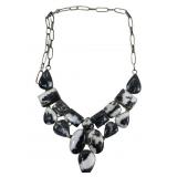 Ladies Vintage Polished Agate Bib necklace