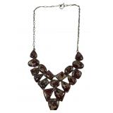 Vintage Ladies Red Polished Agate Stone Necklace