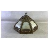 A vintage stain glass slag lamp shade