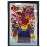 Peter Max "Abstract Flowers" Print On Canvas