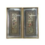 framed Chinese silk needlework panels
