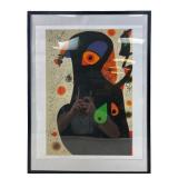 John Miro "Big Black Bird" Framed Print On Paper