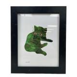 Andy Warhol Cat (Green) Framed Print On Paper