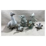 collection of resin garden animal figurines