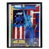 Peter Max "Full Liberty with Flag" Print On Canvas