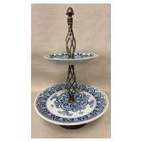 Bombay Company China Cobalt Blue 2 tier Pastry