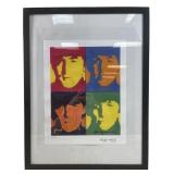 Andy Warhol "the Beatles" Framed Litho On Paper